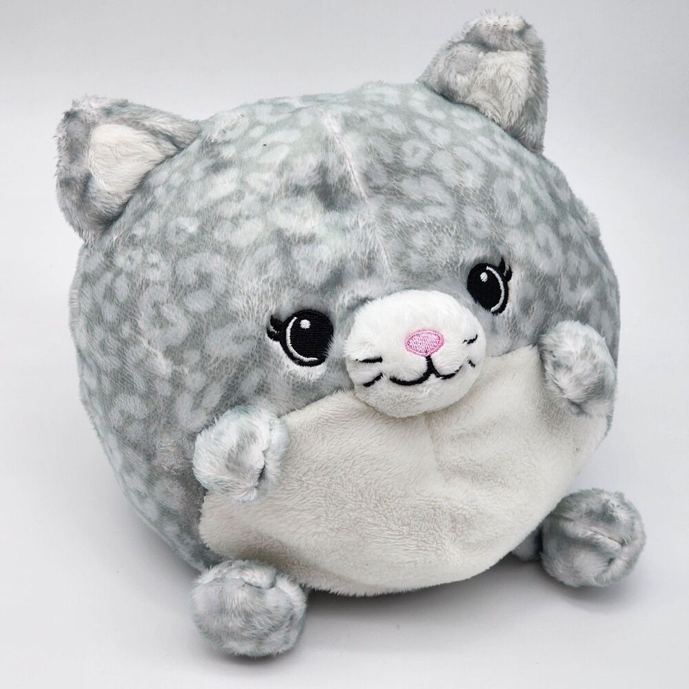 Squishable Gray Spotted Kitty Cat 7" Round Soft Plush